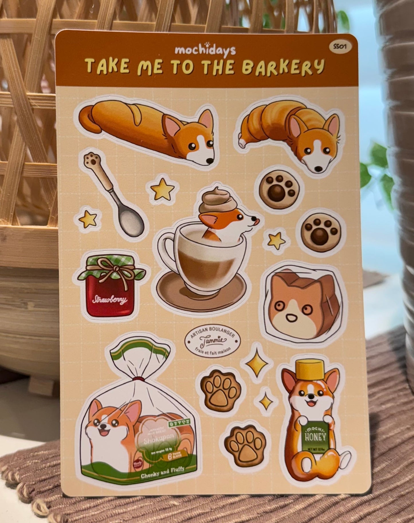 🍰 Take Me to the Barkery – Corgi Cafe and Bakery Sticker Sheet