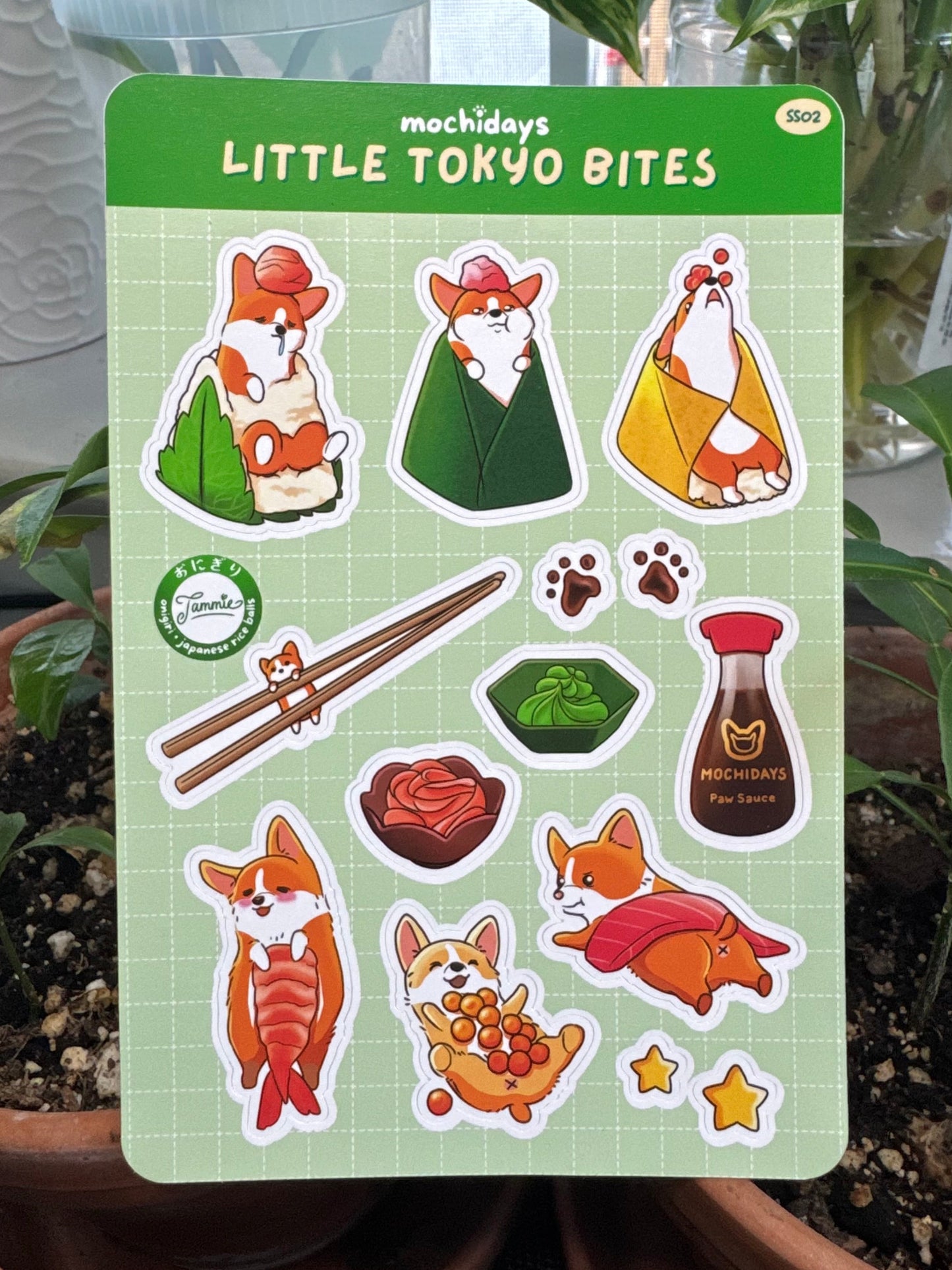 π± Little Tokyo Bites β Japanese Sushi Corgi Sticker Sheet