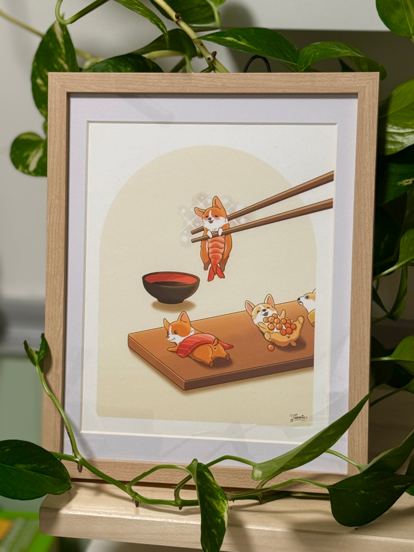 š£ Corgi Sashimi Art Print ā 8" x 10"