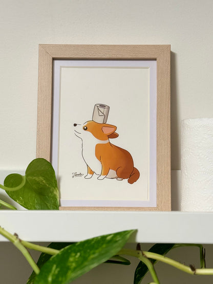 🛁 Corgi Bathroom Art Print Set (Set of 3) – 4" x 6"