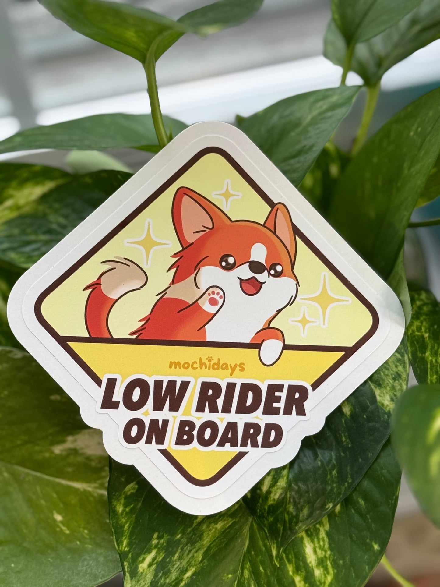 🚗 Low Rider on Board – Corgi Car Window Cling