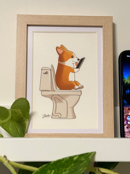🛁 Corgi Bathroom Art Print Set (Set of 3) – 4" x 6"