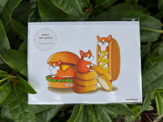 Fast Food Corgis Mini Art Print