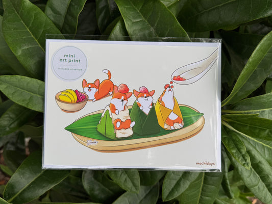 Corgi Onigiri Mini Art Print