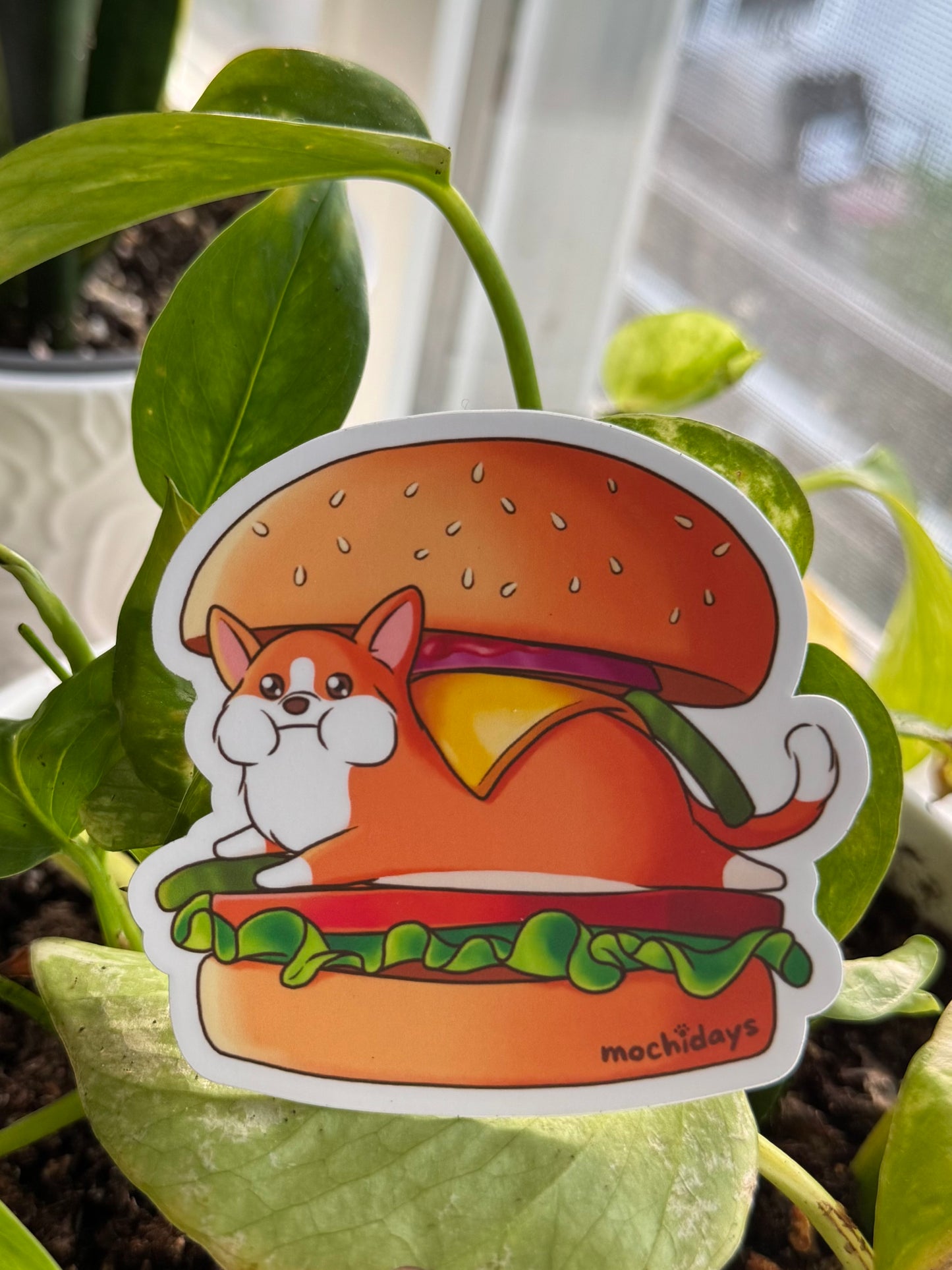 Corgi Burger Vinyl Sticker