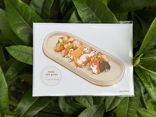 Corgi Gyoza Mini Art Print
