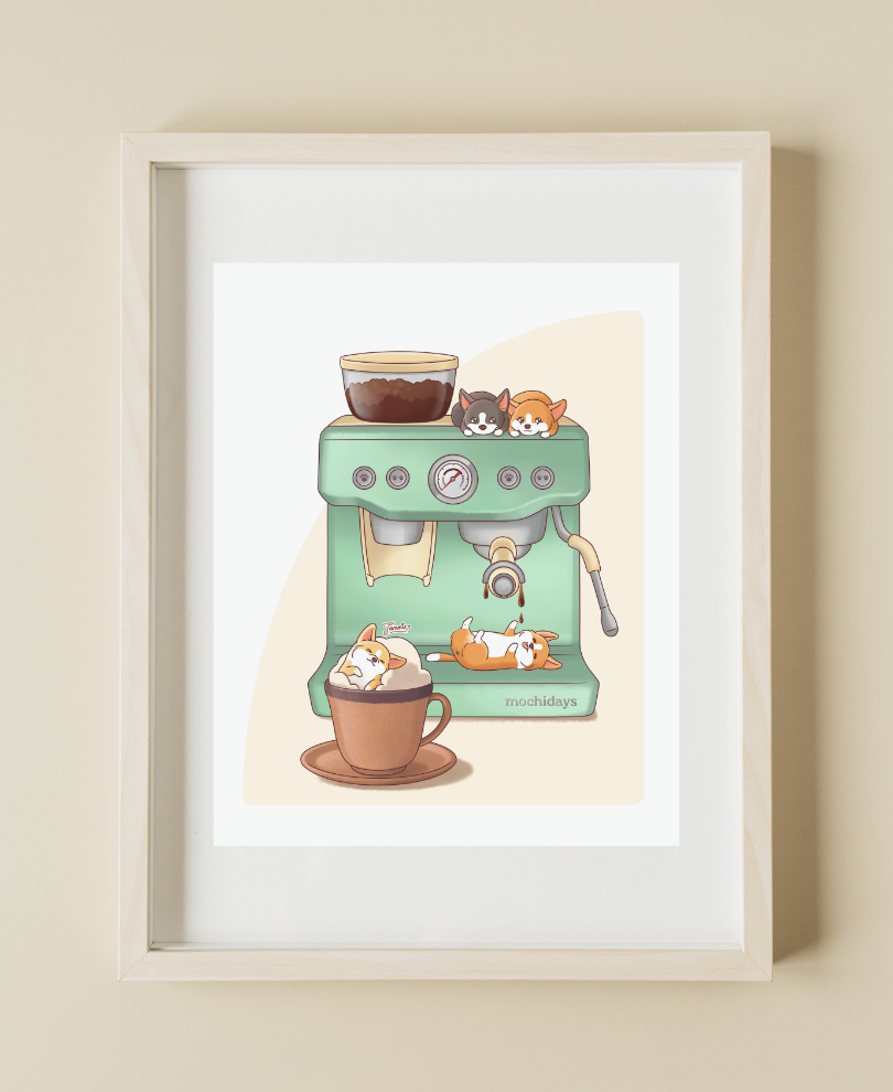 Coffee Break – Unsupervised Corgis Art Print (LIMITED DROP)